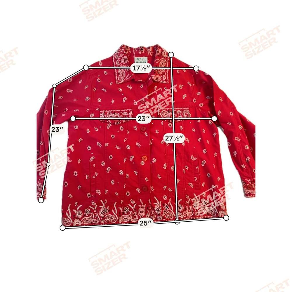 Quacker Factory Red Bandana Print Embellished Jacket Size L Rhinestone - Picture 7 of 7